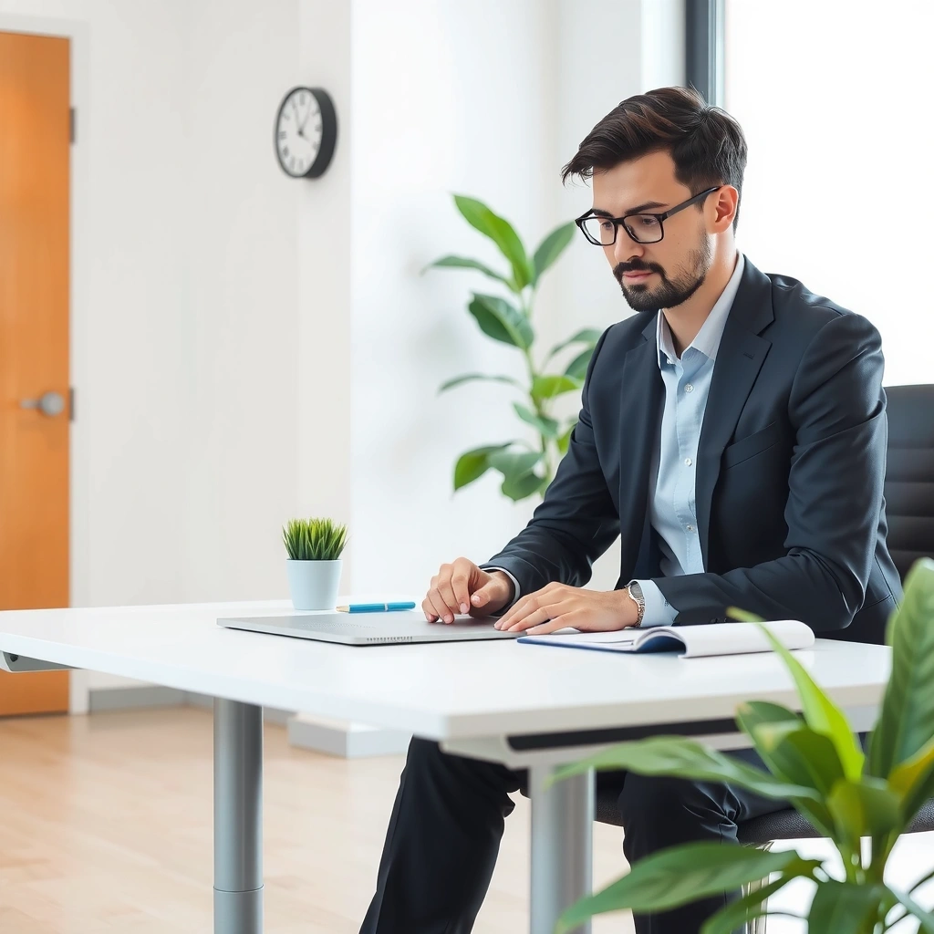 Professionnel occupé dans un environnement moderne